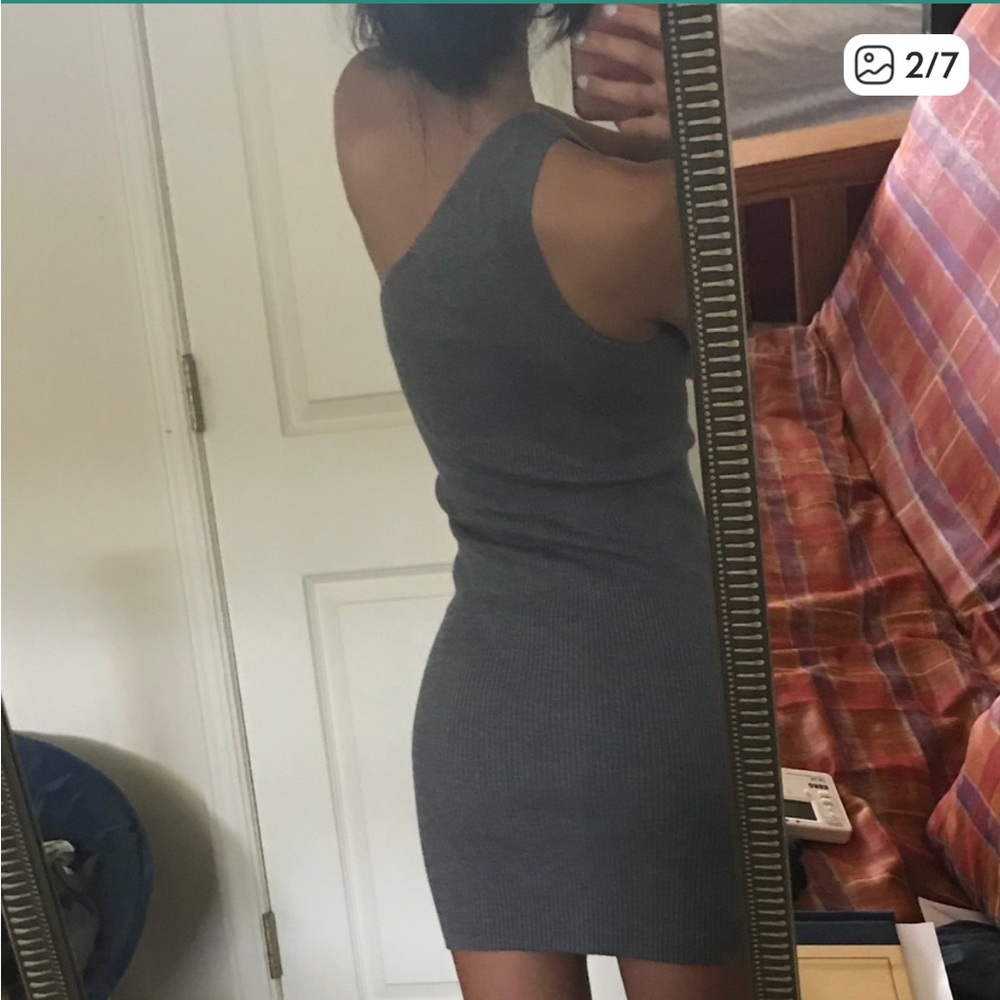 Zara One Shoulder Mini Ribbed Dress